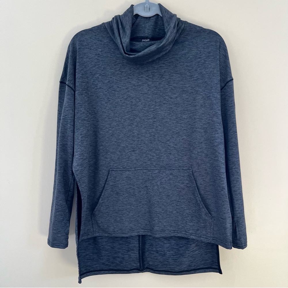 PRISMSPORT Heathered Gray Blue Cowl Neck Pullover